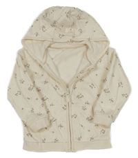 Smetanová květovaná propínací mikina s kapucí George