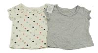Nové - 2x tričko - šedé + bílé puntíkaté Kuniboo