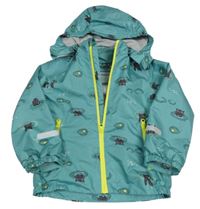 Zelená šusťáková jarní bunda s hrochy a kapucí Pocopiano