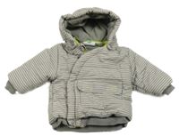 Šedá pruhovaná plátěná jarní bunda s kapucí Topolino