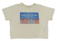 Bílé crop tričko s obrázkem Zara