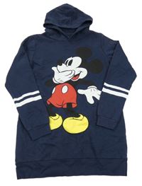 Tmavomodrá dlouhá mikina s Mickeym a kapucí H&M