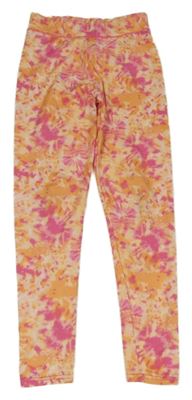 Růžovo-oranžové vzorované sportovní legíny Ergeenomixx