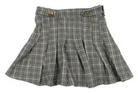 Bílo-černo-růžová kostkovaná skládaná sukně s gombíky River Island