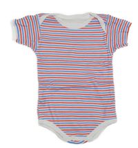 Bílo-modro-červené pruhované body 