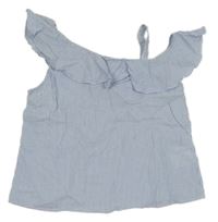 Bílo-světlemodrý pruhovaný top s volánkem H&M