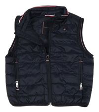 Tmavomodrá šusťáková prošívaná zateplená vesta Tommy Hilfiger