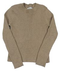 Béžový žebrovaný svetr Zara