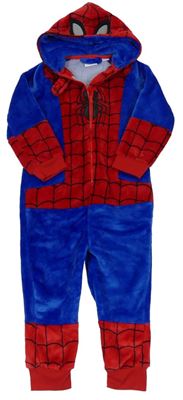 Tmavomdro-červená chlupatá kombinéza s kapucí - Spider-man Marvel