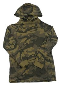 Šedo-béžové army triko s kapucí Next
