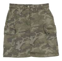 Béžovo-khaki riflová cargo sukně Matalan