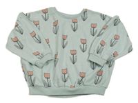 Světlemodrá oversize mikina s tulipány Matalan