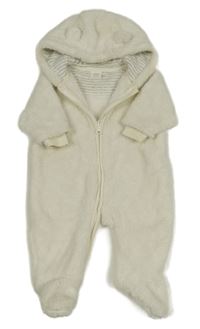 Smetanová chlupatá kombinéza s kapucí Next