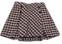 Růžovo-černá kostkovaná vlněná sukně Nutmeg