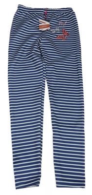 Nové - Tmavomodro-bílé pruhované legíny s kamínky M&Co.