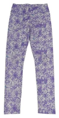 Fialovo-bílé sportovní legíny L&D