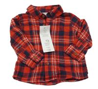 Nové - Červeno-tmavomodro-bílá kostkovaná flanelová košile F&F