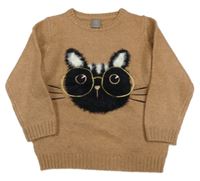 Béžový svetr s kočkou Little kids