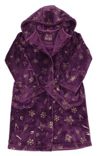 Purpurový chlupatý župan s obrázky a kapucí - Frozen TU 