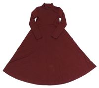 Mahagonové dlouhé šaty s rolákem Shein