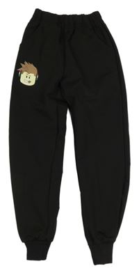 Černé cuff tepláky s obrázkem 