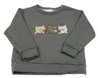 Šedá melírovaná mikina s kočkami 
