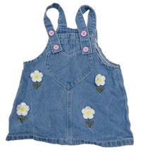 Modré riflové šaty s kytičkami 