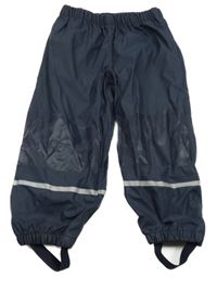 Tmavomodré nepromokavé podšité kalhoty s proužky Lupilu