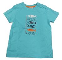 Tyrkysové tričko s rybičkami Topomini