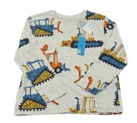 Nové - Šedé melírované triko s bagry Primark