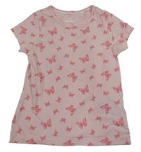 Světlerůžové tričko s motýlky Lupilu 