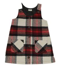 Černo-červeno-smetanové kostkované vlněné šaty s knoflíky F&F