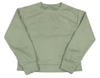 Khaki crop mikina s kapsou 