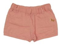 Broskvové plátěné kraťasy s motýlem Kimbaloo