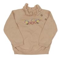 Starorůžový svetr s kytičkami a límečkem Tu