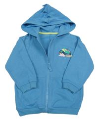 Modrá propínací mikina s dinosaury a kapucí Matalan