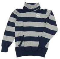 Tmavomodro-šedý pruhovaný svetr s rolákem H&M