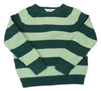 Tmavozeleno-světlezelený pruhovaný svetr H&M