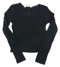 Černé žebrované crop triko H&M