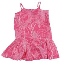 Růžové plátěné šaty s palmami GAP 