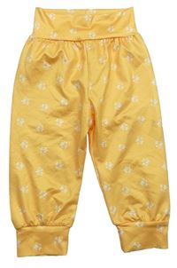 Žlutooranžové lehké kalhoty s kytičkami 