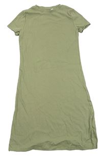 Světlekhaki žebrované elastické šaty H&M