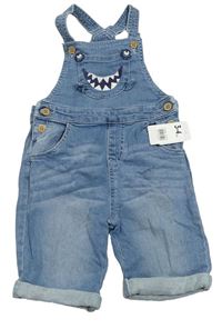 Světlemodré riflové laclové kraťasy se žralokem Mothercare