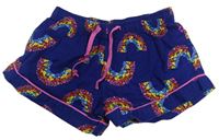 Tmavomodré lehké kraťasy s duhami z květů mini jammies