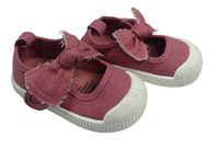 Starorůžovo-bílé textilno/gumové polobotky s mašlí H&M vel. 18-19