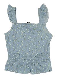 Světlemodrý květovaný vzorovaný crop top s volánky zn. George