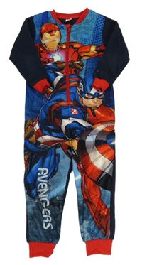 Modro-tmavomodro-červený fleecový overal s Avengers MARVEL