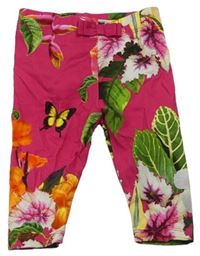 Tmavorůžové legíny s lístečky a motýlky Debenhams