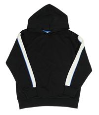 Černo-bílá sportovní mikina s kapsou a pruhy a kapucí H&M