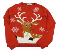 Červeno-bílý pletený svetr se sobem Pepperts!